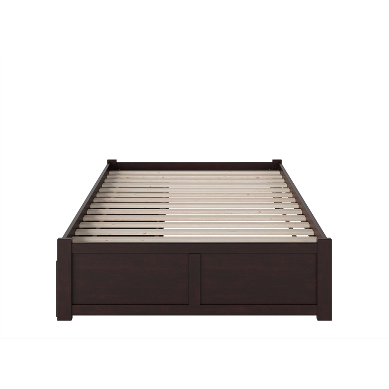 Leo & Lacey Solid Wood Urban Full Storage Platform Bed in Espresso