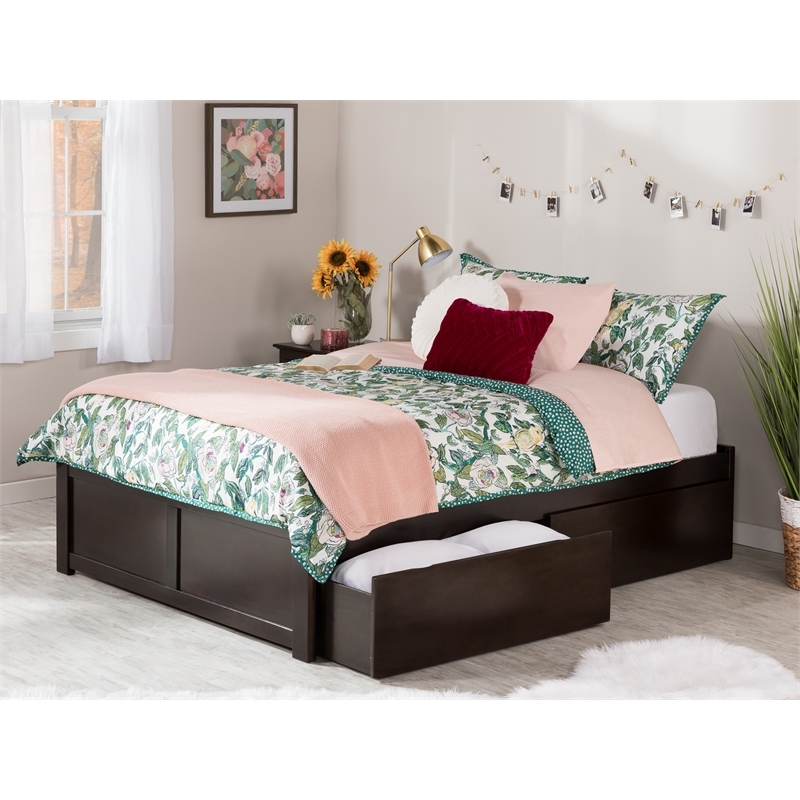 Leo & Lacey Solid Wood Urban Full Storage Platform Bed in Espresso
