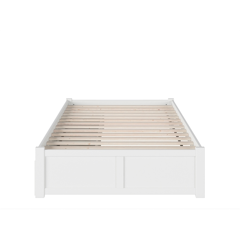 Leo & Lacey Solid Wood Urban Full Storage Platform Bed in White