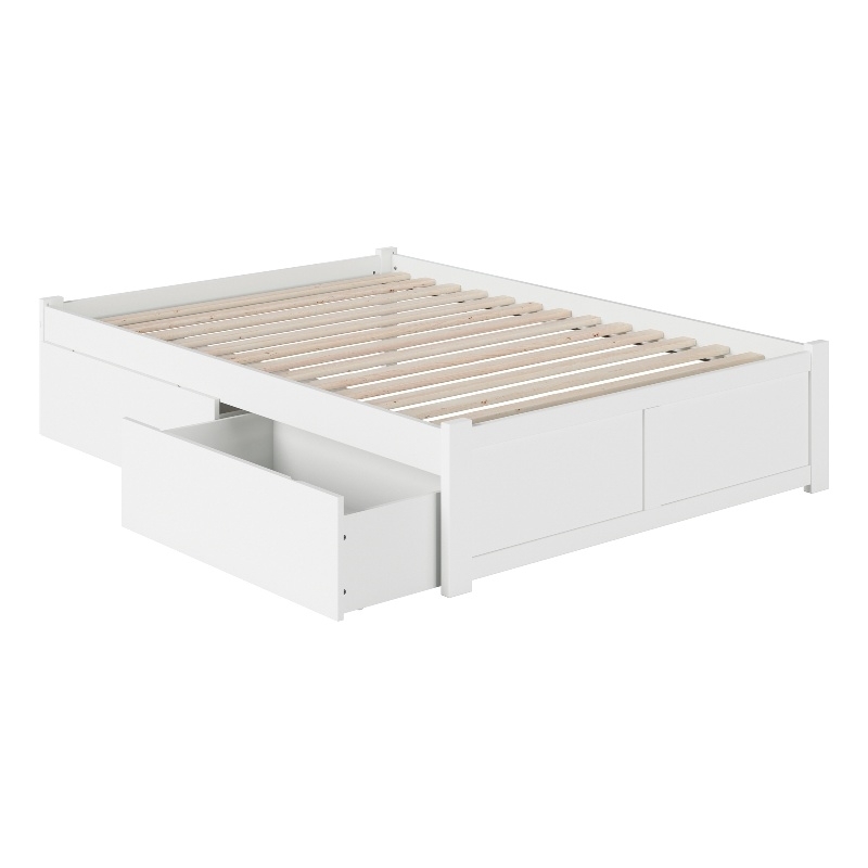Leo & Lacey Solid Wood Urban Full Storage Platform Bed in White