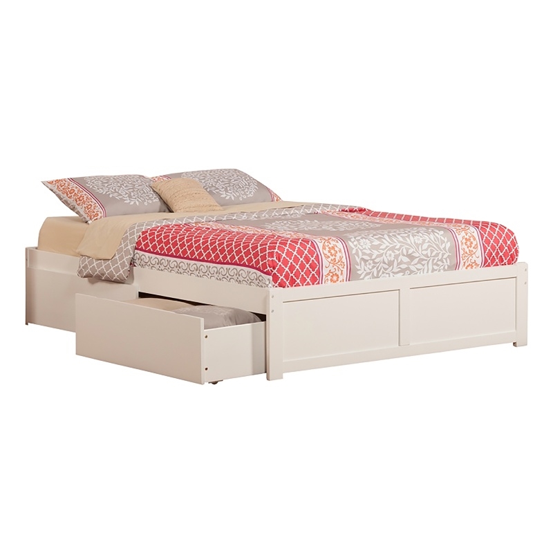 Leo & Lacey Solid Wood Urban Queen Storage Platform Bed in White