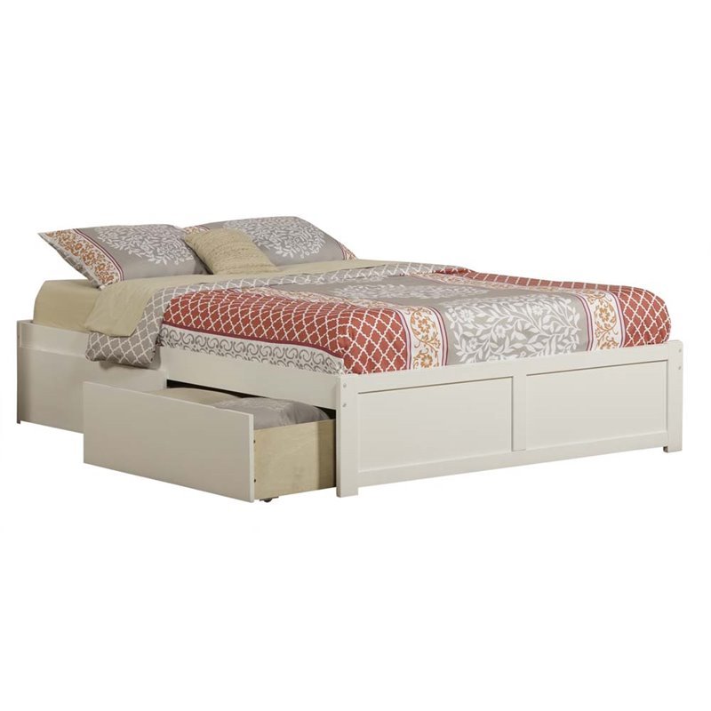 Leo & Lacey Solid Wood Urban Queen Storage Platform Bed in White