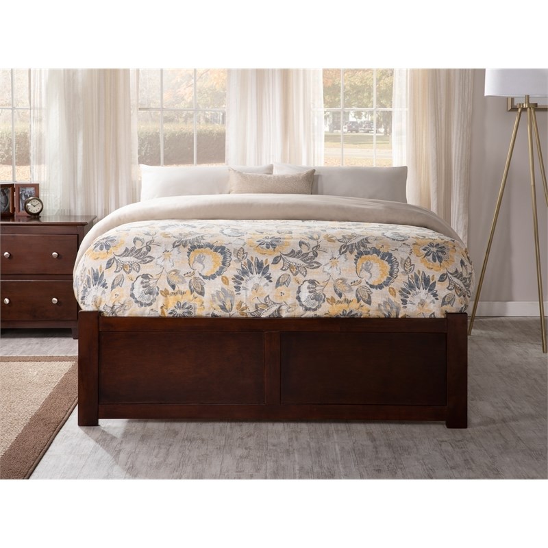 Leo & Lacey Solid Wood Urban Queen Storage Platform Bed in Walnut