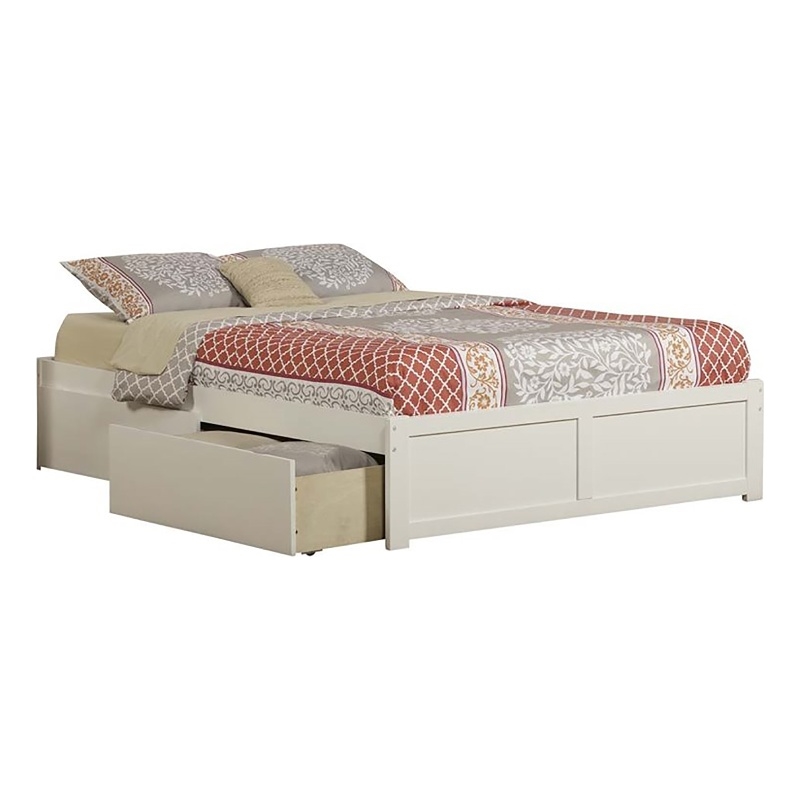Leo & Lacey Solid Wood King Storage Platform Bed with USB Charger in White