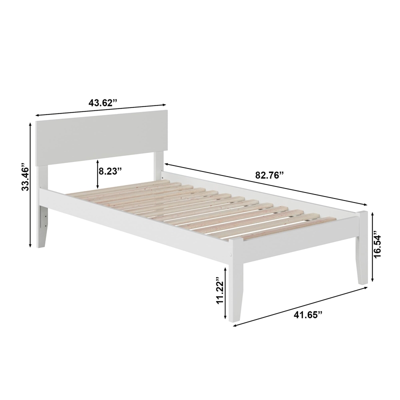 Leo & Lacey Transitional Solid Wood Twin XL Platform Bed w/ USB Charger in White