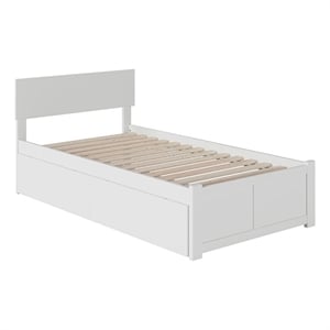 Leo & Lacey 2-Drawer Solid Wood Urban Twin XL Storage Platform Bed in White