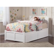 Leo & Lacey 2-Drawer Solid Wood Urban Twin XL Storage Platform Bed in White