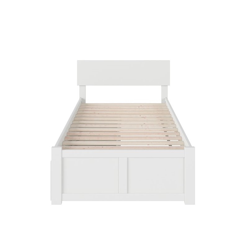 Leo & Lacey 2-Drawer Solid Wood Urban Twin XL Storage Platform Bed in White