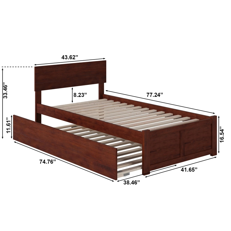 Leo & Lacey Urban Twin Trundle Platform Bed in Walnut