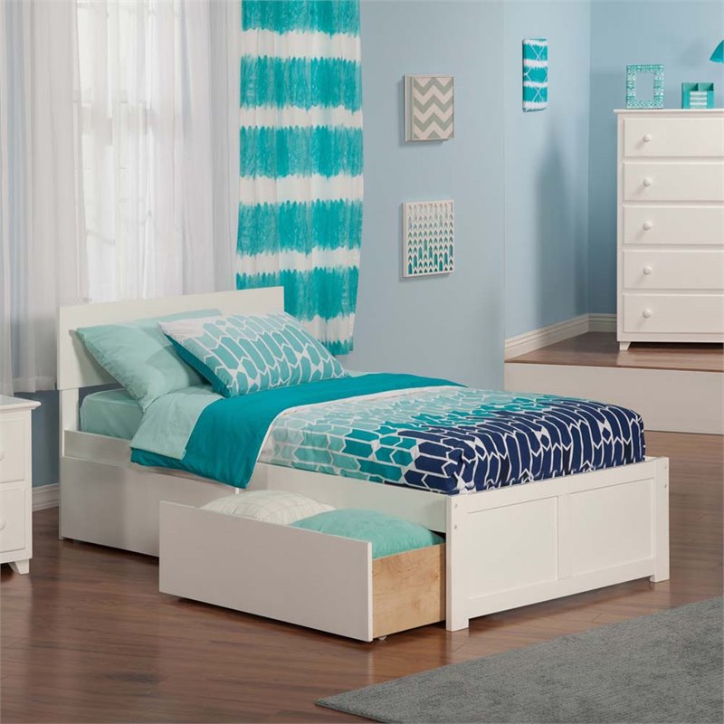 Leo & Lacey Urban Twin Storage Platform Bed in White