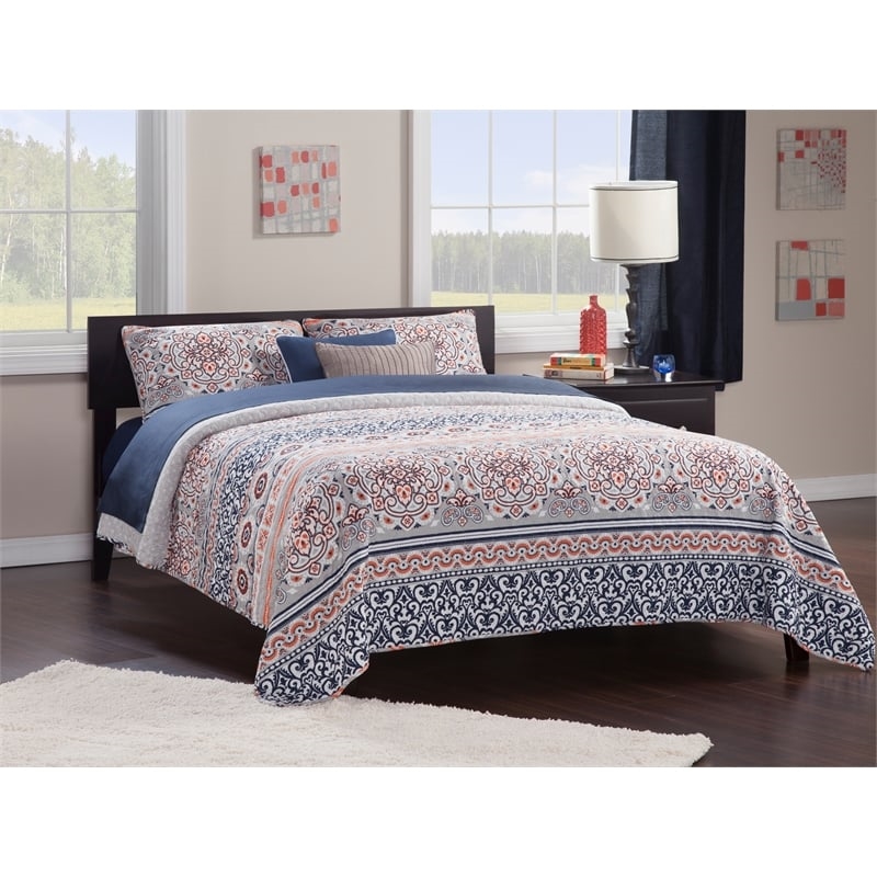 Leo & Lacey Transitional Solid Wood Full Platform Bed w/ USB Charger in Espresso