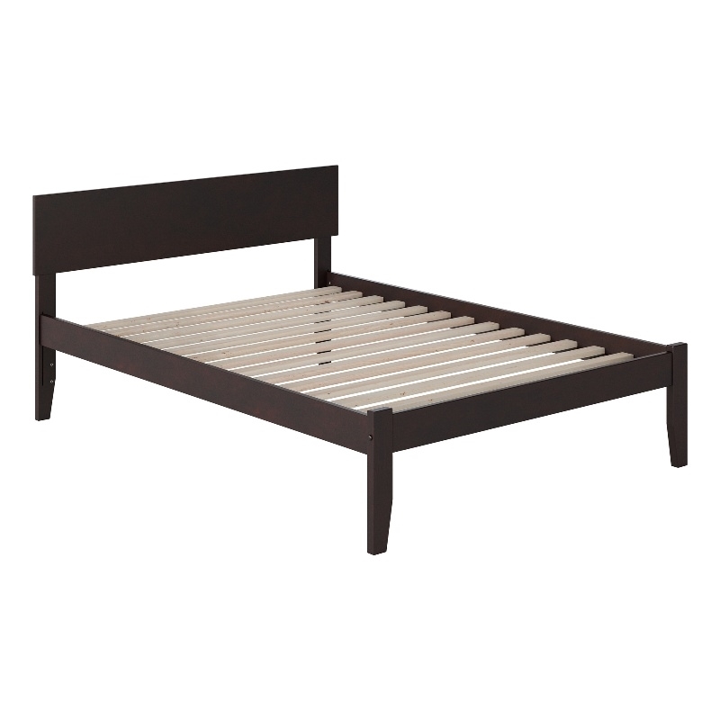 Leo & Lacey Transitional Solid Wood Full Platform Bed w/ USB Charger in Espresso