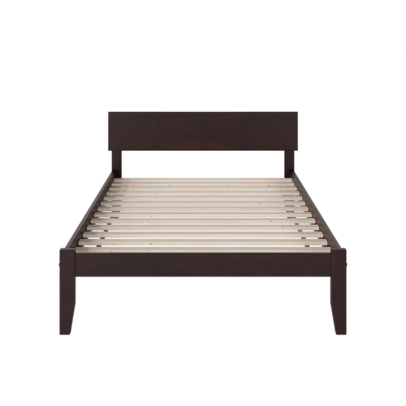 Leo & Lacey Transitional Solid Wood Full Platform Bed w/ USB Charger in Espresso