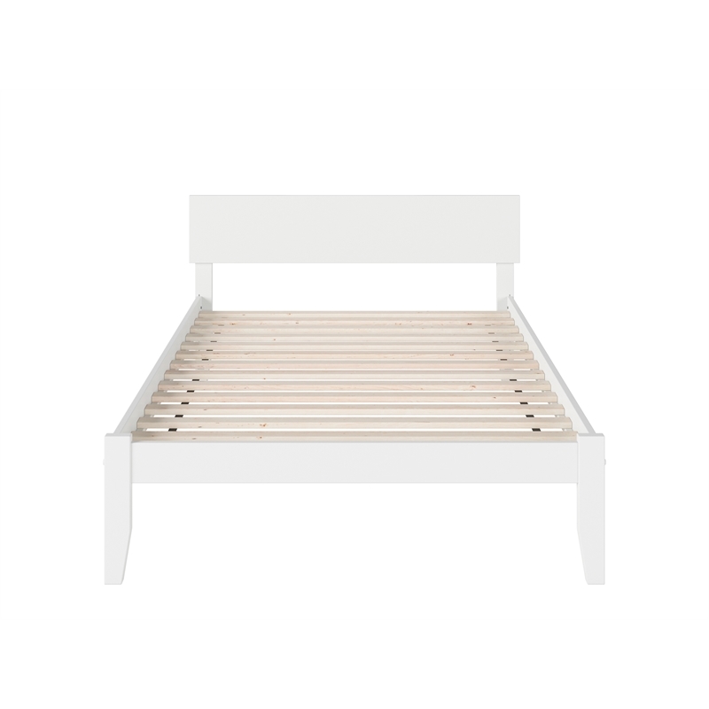 Leo & Lacey Solid Wood Full Platform Bed with Attachable USB Charger in White