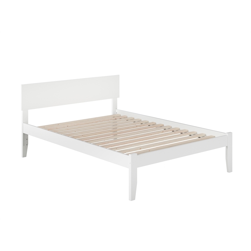 Leo & Lacey Solid Wood Full Platform Bed with Attachable USB Charger in White