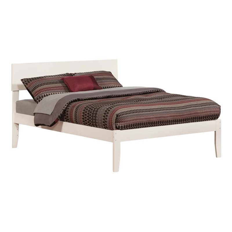 Leo & Lacey Solid Wood Full Platform Bed with Attachable USB Charger in White
