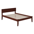 Leo & Lacey Solid Wood Full Platform Bed with USB Charging Station in Walnut