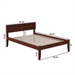 Leo & Lacey Solid Wood Full Platform Bed with USB Charging Station in Walnut