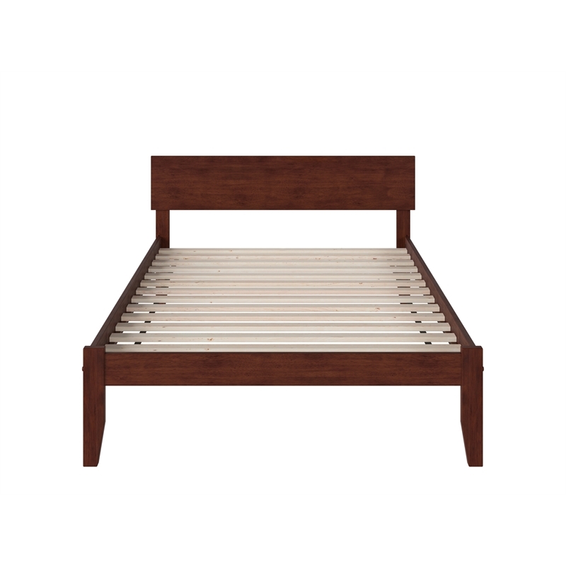 Leo & Lacey Solid Wood Full Platform Bed with USB Charging Station in Walnut