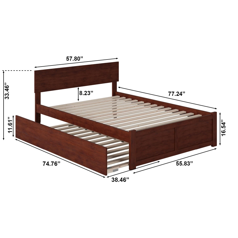 Leo & Lacey Urban Full Trundle Platform Bed in Walnut