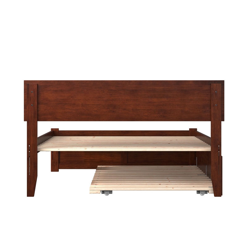 Leo & Lacey Urban Full Trundle Platform Bed in Walnut