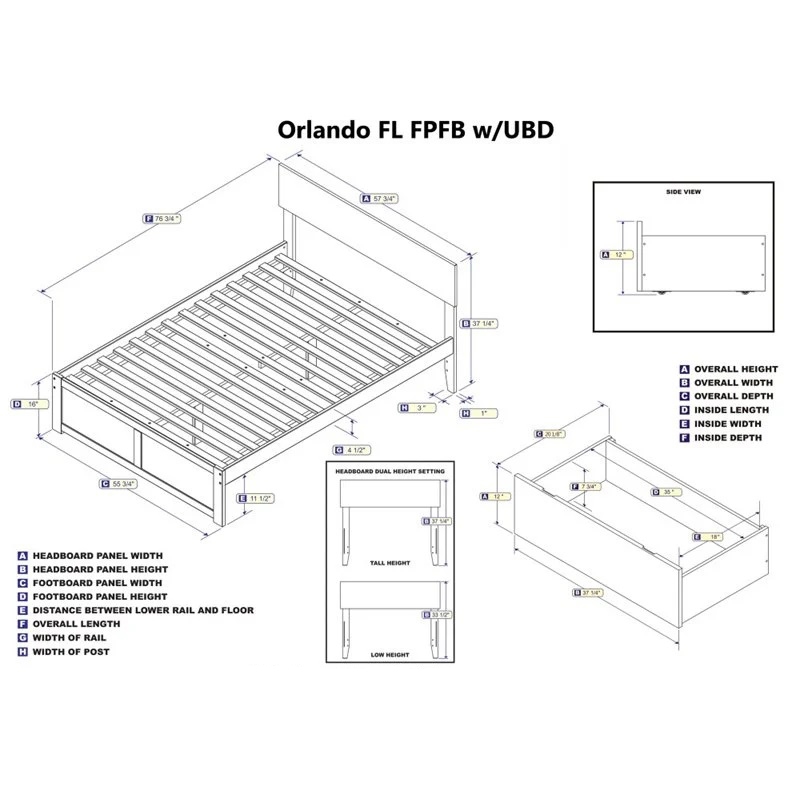 Leo & Lacey Transitional Solid Wood Urban Full Storage Platform Bed in Espresso