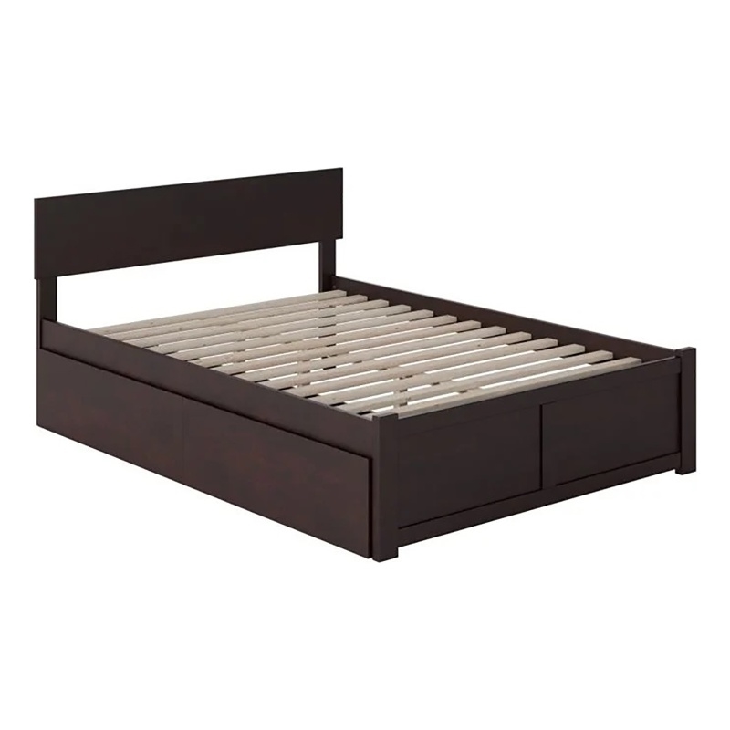 Leo & Lacey Transitional Solid Wood Urban Full Storage Platform Bed in Espresso