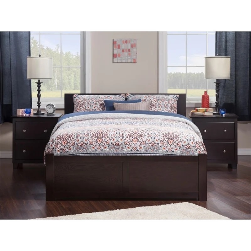 Leo & Lacey Transitional Solid Wood Urban Full Storage Platform Bed in Espresso