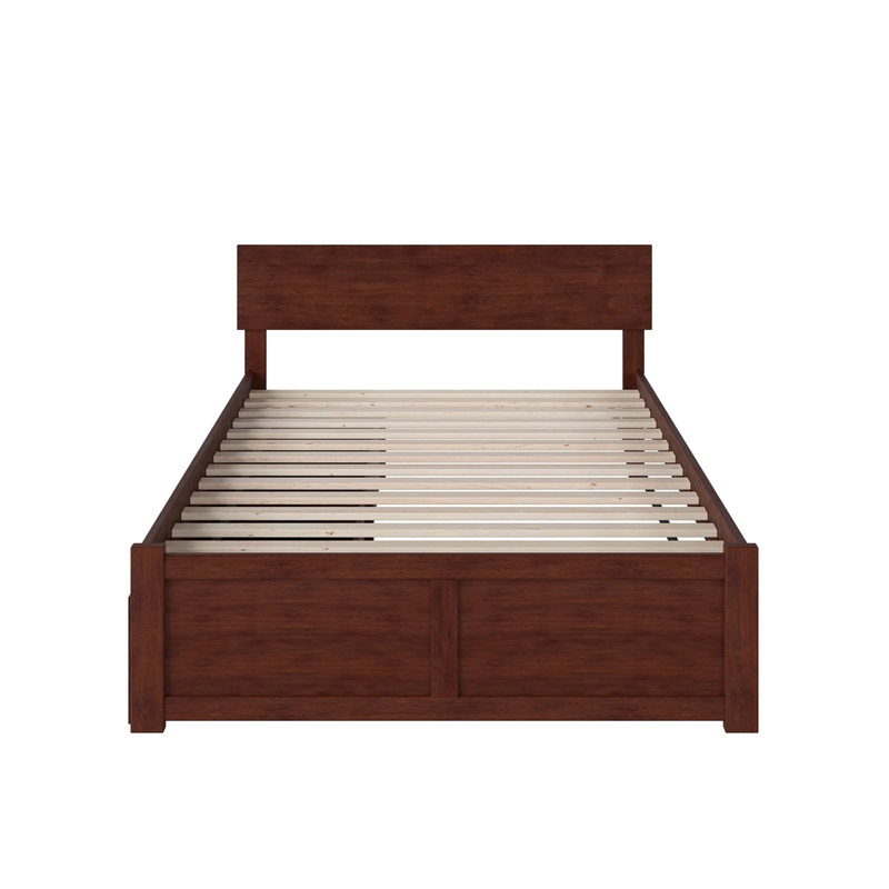 Leo & Lacey 2-Drawer Solid Wood Urban Full Storage Platform Bed in Walnut