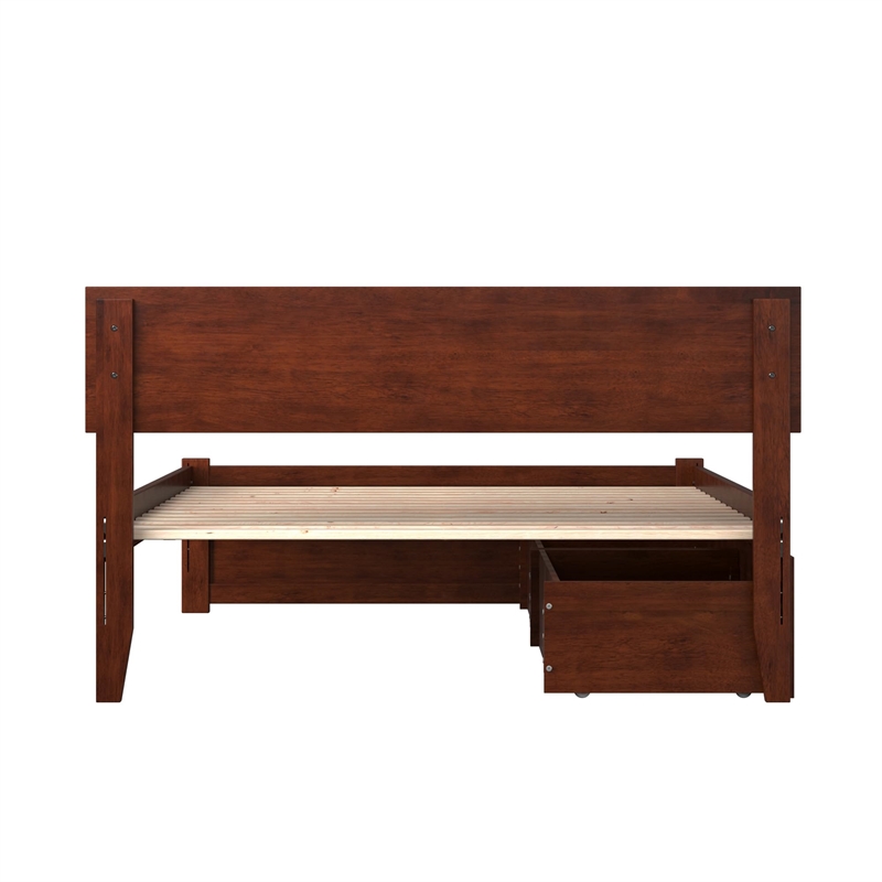 Leo & Lacey 2-Drawer Solid Wood Urban Full Storage Platform Bed in Walnut