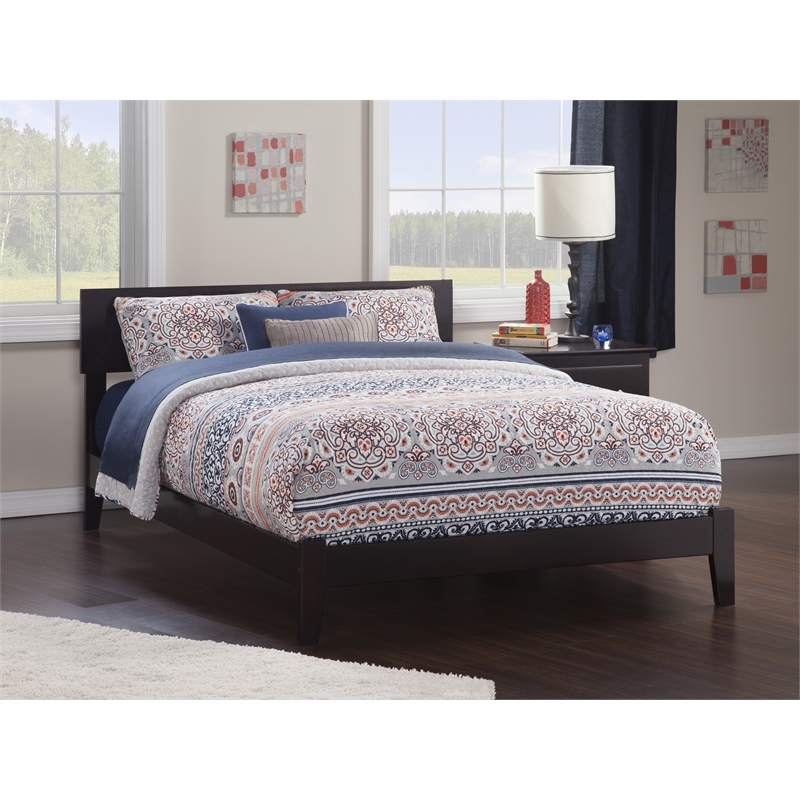 Leo & Lacey Transitional Solid Wood Queen Platform Bed in Espresso