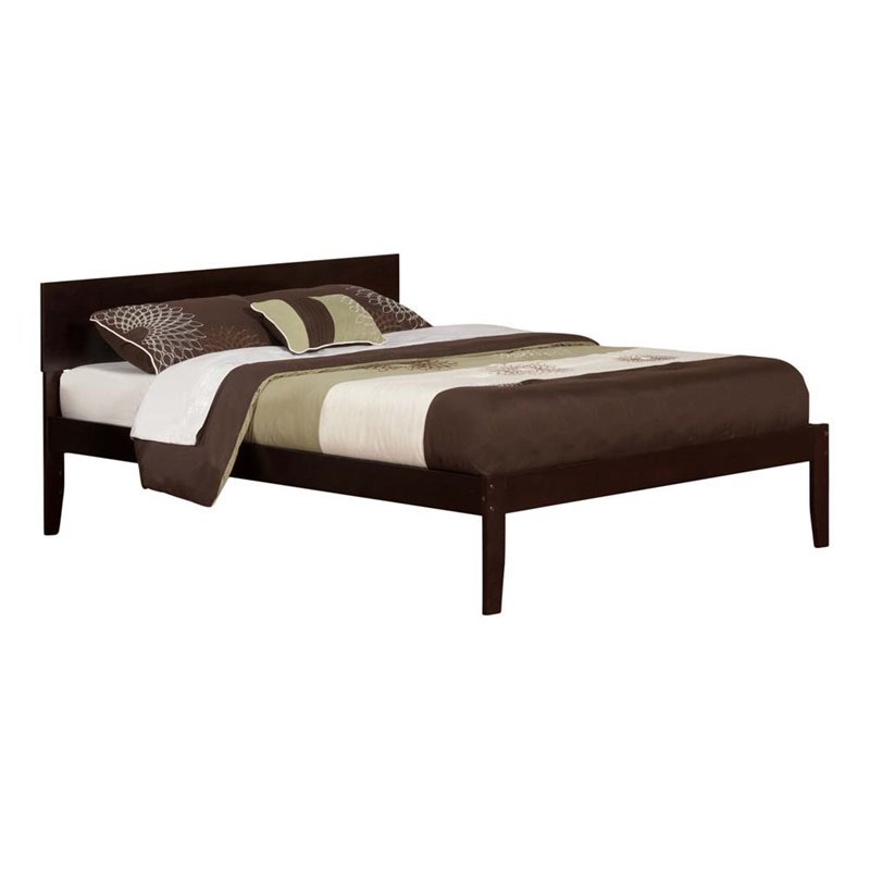 Leo & Lacey Transitional Solid Wood Queen Platform Bed in Espresso