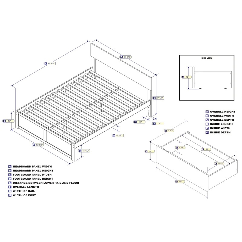 Leo & Lacey Transitional Solid Wood Queen Storage Platform Bed in Espresso