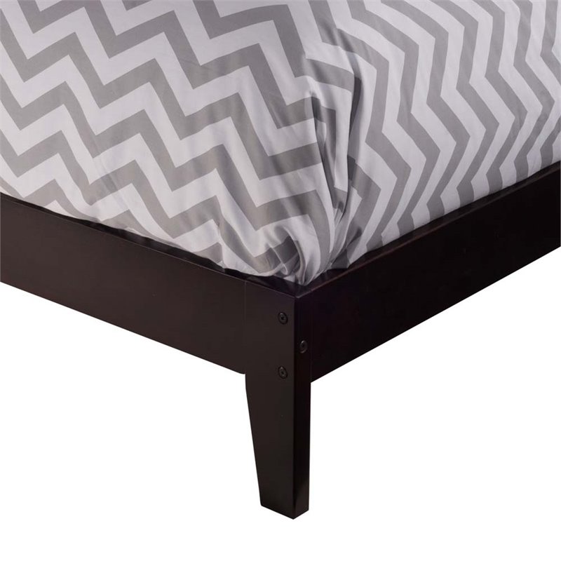 Leo & Lacey Solid Wood Twin XL Platform Bed w/ USB Charger in Espresso