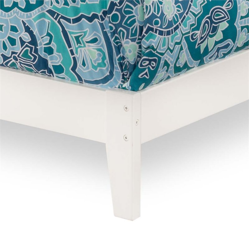 Leo & Lacey Farmhouse Solid Wood Twin XL Platform Bed w/ Attachable USB in White