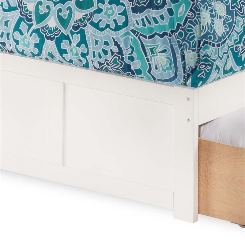 Leo & Lacey Farmhouse 2-Drawer Solid Wood Twin XL Storage Platform Bed in White