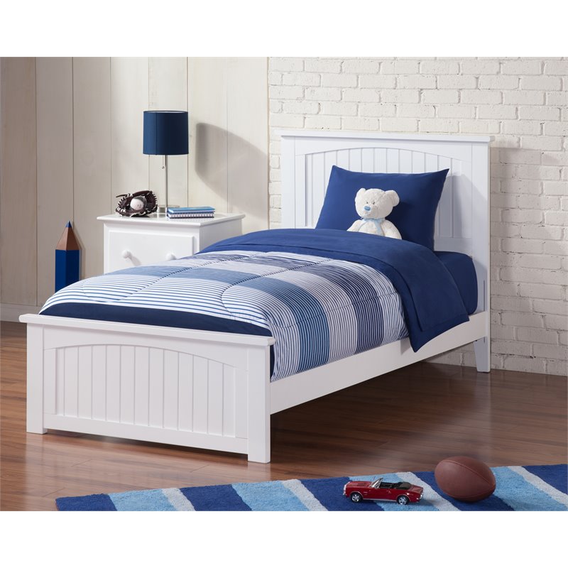 Leo & Lacey Farmhouse Solid Wood Twin XL Platform Bed with USB Charger in White
