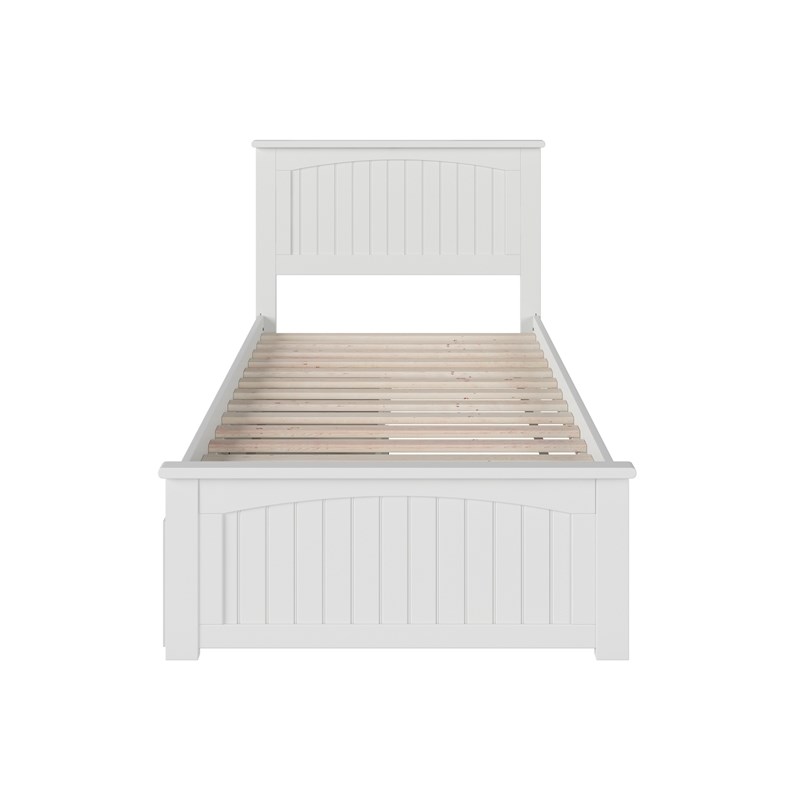 Leo & Lacey 2 Drawers Farmhouse Solid Wood Twin XL Platform Bed in White