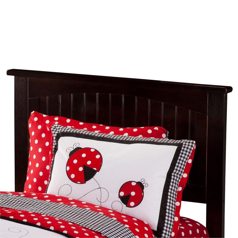 Leo & Lacey Farmhouse Solid Wood Twin Platform Bed w/ Attachable USB in Espresso