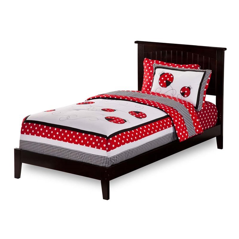 Leo & Lacey Farmhouse Solid Wood Twin Platform Bed w/ Attachable USB in Espresso