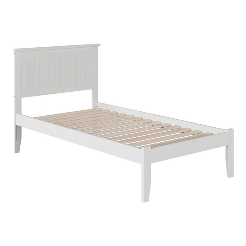 Leo & Lacey Farmhouse Solid Wood Twin Platform Bed with Attachable USB in White