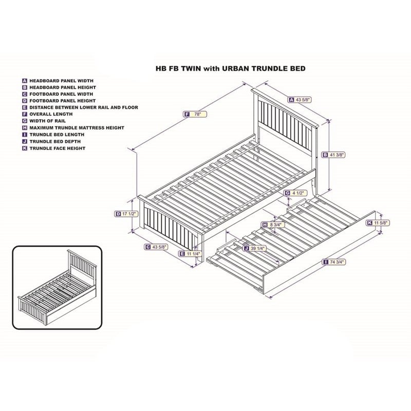 Leo & Lacey Solid Wood Urban Twin Trundle Platform Bed in White