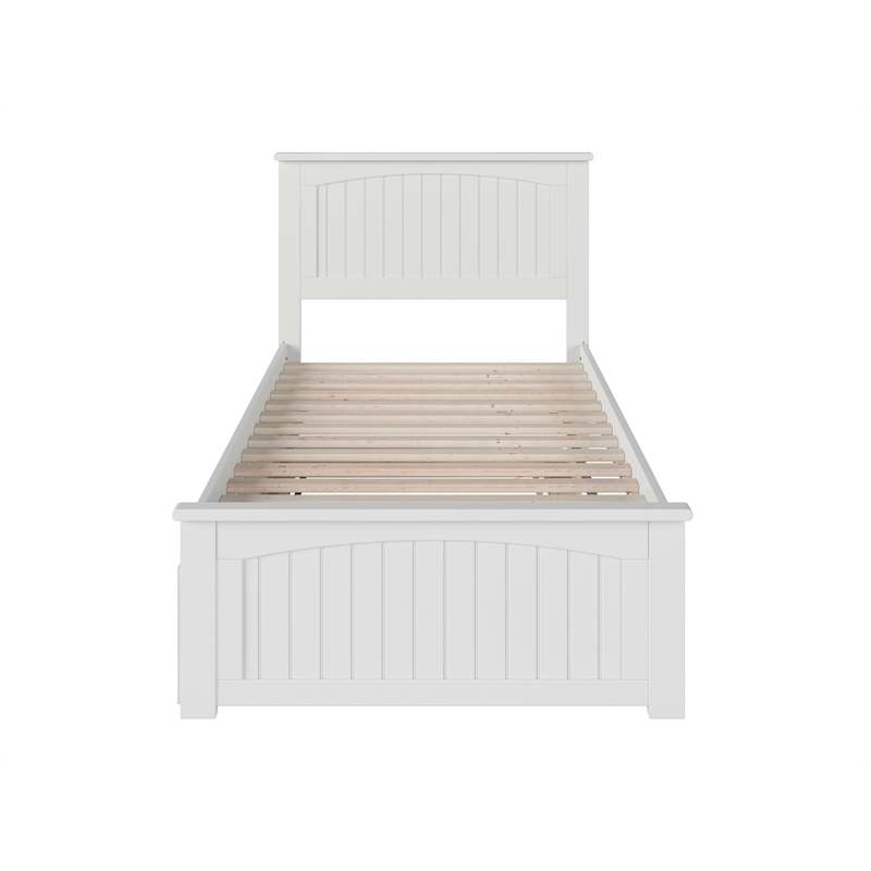 Leo & Lacey Solid Wood Urban Twin Trundle Platform Bed in White