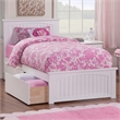 Leo & Lacey Twin Wood Platform Bed with Matching Footboard and Drawers in White