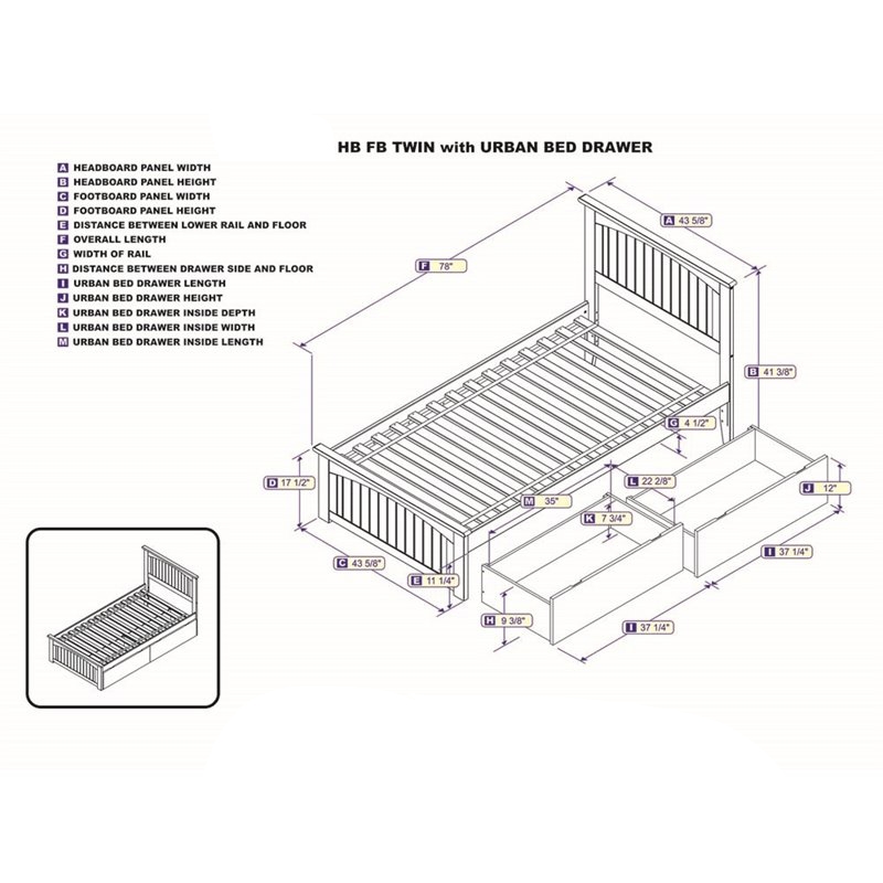 Leo & Lacey 2-Drawer Solid Wood Urban Twin Storage Platform Bed in White