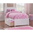 Leo & Lacey Twin Wood Platform Bed with Matching Footboard and Drawers in White