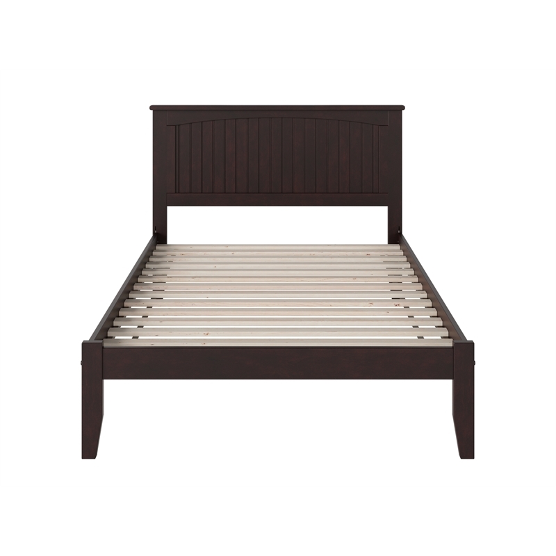 Leo & Lacey Solid Wood Full Platform Bed with USB Charging Station in Espresso