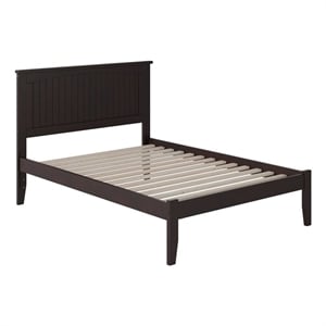 Leo & Lacey Solid Wood Full Platform Bed with USB Charging Station in Espresso