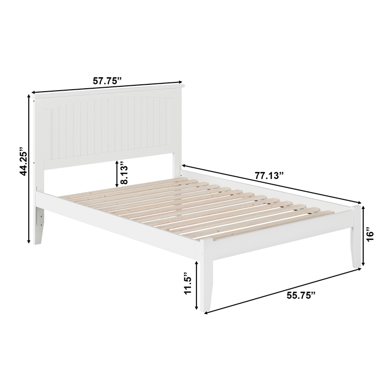 Leo & Lacey Farmhouse Solid Wood Full Platform Bed w/ USB Charger in White
