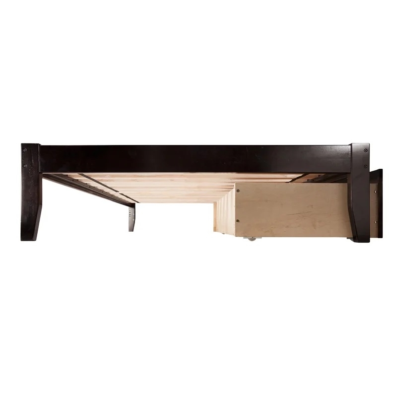 Leo & Lacey Farmhouse Solid Wood Full Storage Platform Bed in Espresso